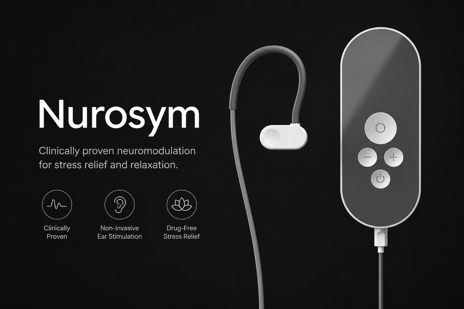 Nurosym vagus nerve stimulation device designed for stress relief, relaxation, and nervous system regulation