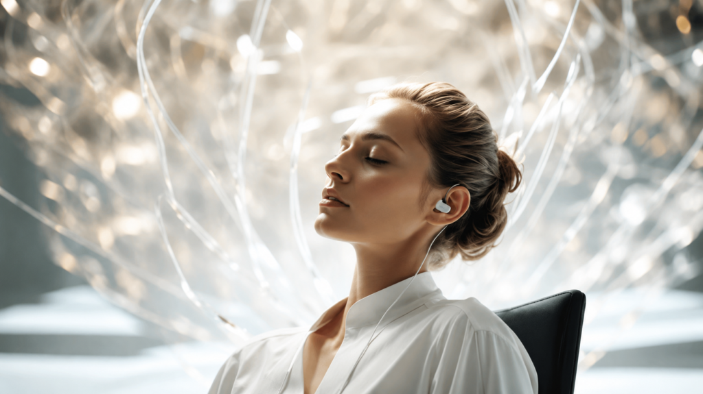 Relaxing with a vagus nerve stimulation device designed to support sleep and nervous system regulation